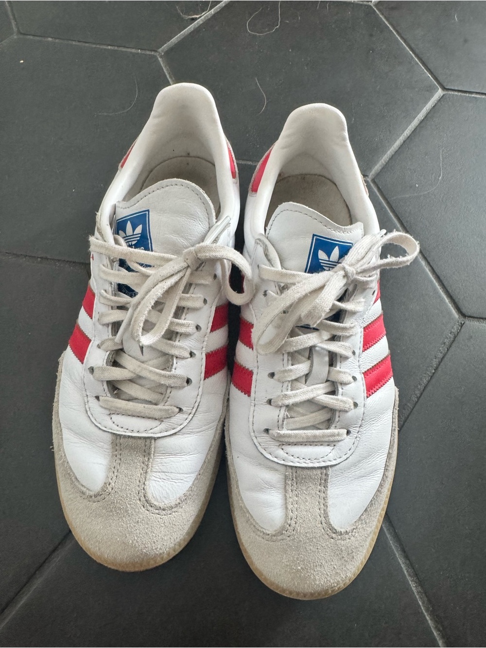adidas Samba White Sneakers with Red Three Stripes